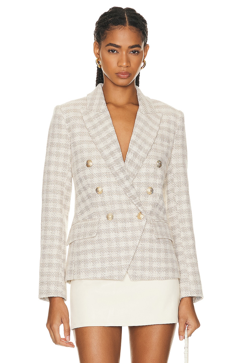 Image 1 of L'AGENCE Kenzie Double Breasted Blazer in Ecru & Gold