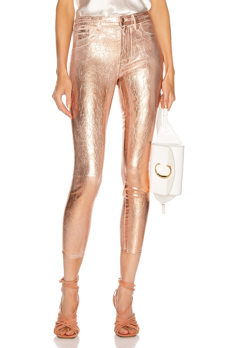 Image 1 of L'AGENCE Margot High Rise Skinny in Petal & Light Rose Gold Foil