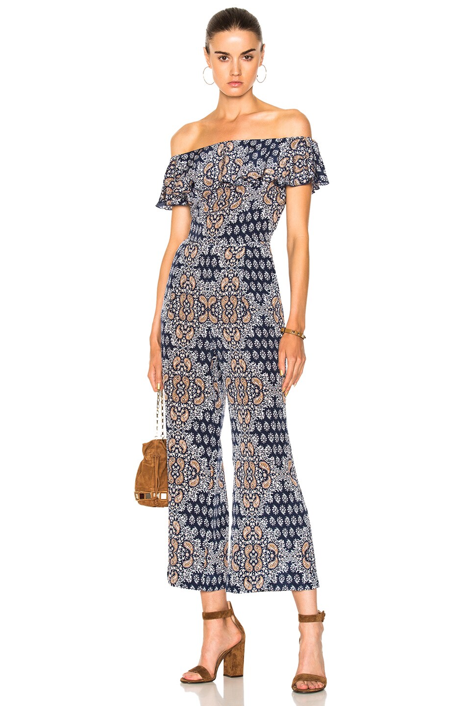 Image 1 of L'AGENCE Nicolle Ruffle Jumpsuit in Navy Multi