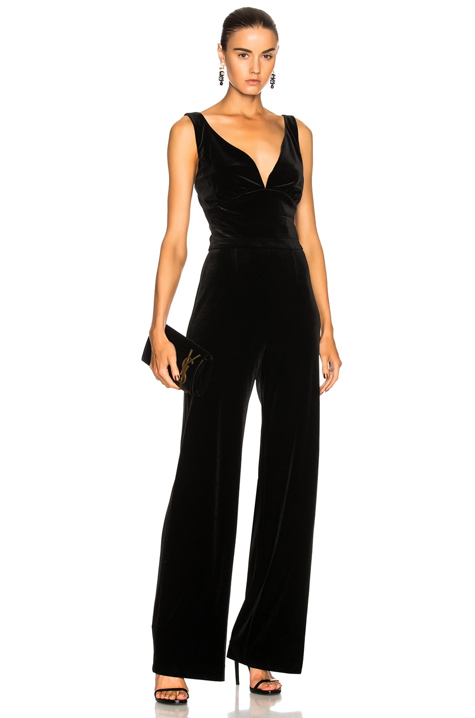 Image 1 of L'AGENCE Savana Velvet Jumpsuit in Black