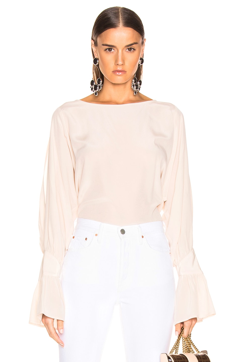 Image 1 of L'AGENCE Gianne Open Sleeve Blouse in Champagne