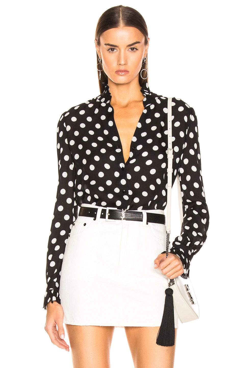 Image 1 of L'AGENCE Carla Victorian Blouse in Black & Ivory
