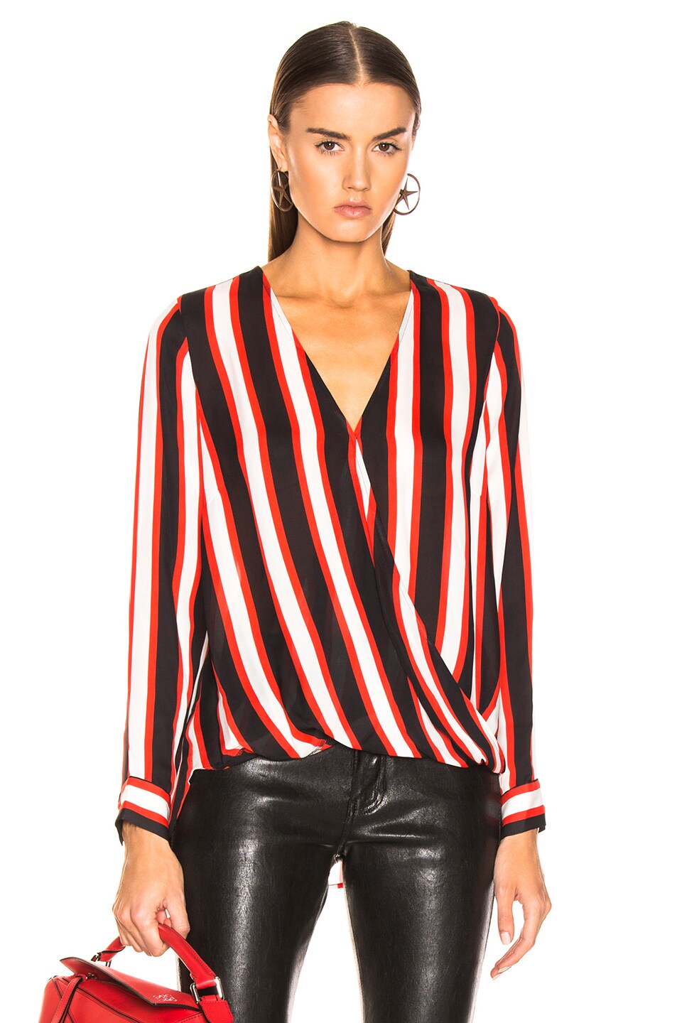 Image 1 of L'AGENCE Kyla Draped Blouse in Flame Red Multi