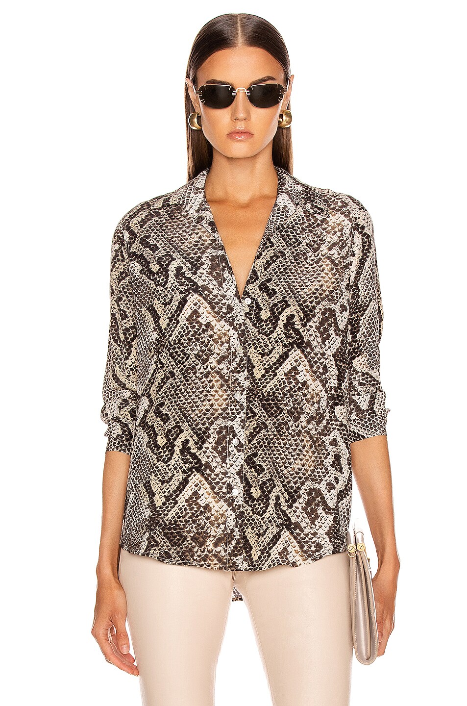 Image 1 of L'AGENCE Nina Long Sleeve Blouse in Natural Multi Python