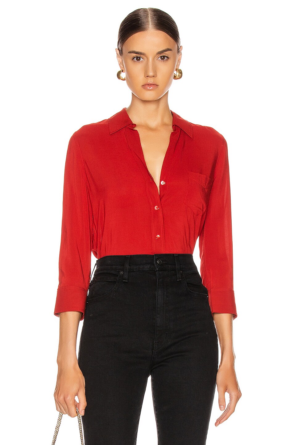 Image 1 of L'AGENCE Ryan 3/4 Sleeve Blouse in Redstone
