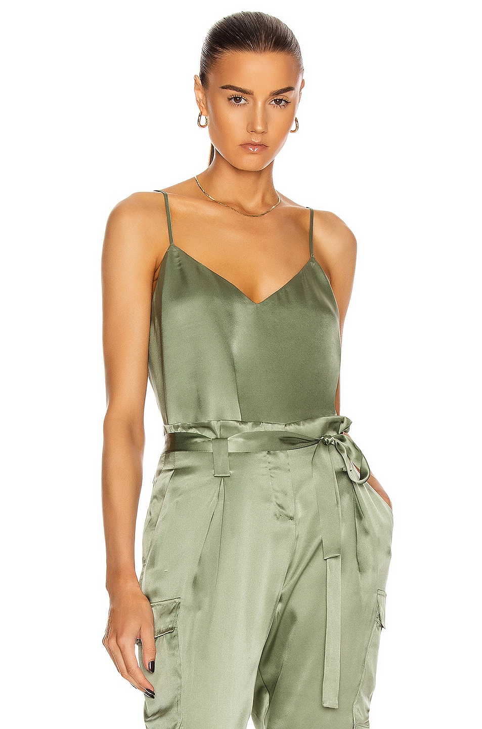 Image 1 of L'AGENCE Jane Spaghetti Strap Top in Light Ivy