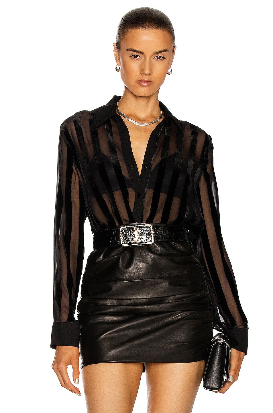 Image 1 of L'AGENCE Hailie Long Sleeve Blouse in Black