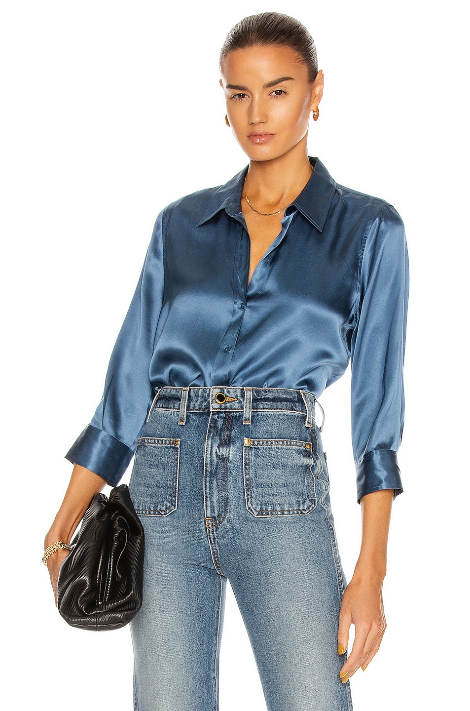 Image 1 of L'AGENCE Dani 3/4 Sleeve Blouse in Blue Mist