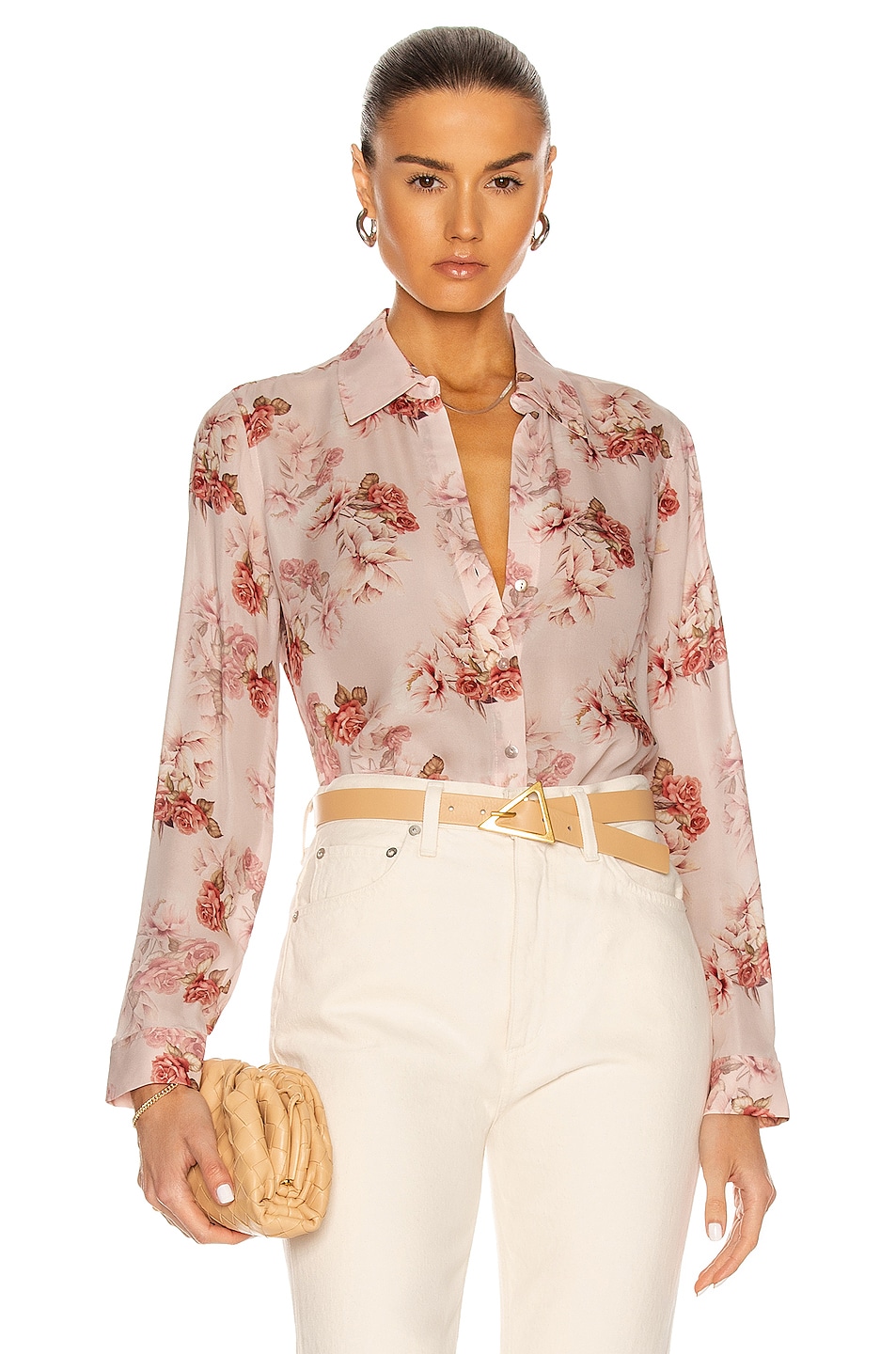 Image 1 of L'AGENCE Nina Long Sleeve Blouse in Blush Rose Flower