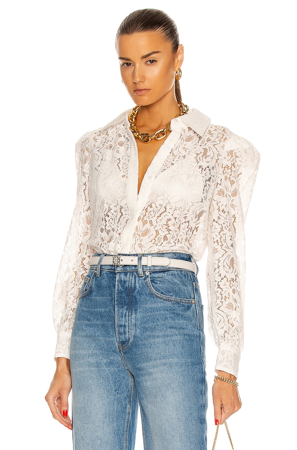 L'AGENCE Jenica Lace Blouse in Ivory | FWRD