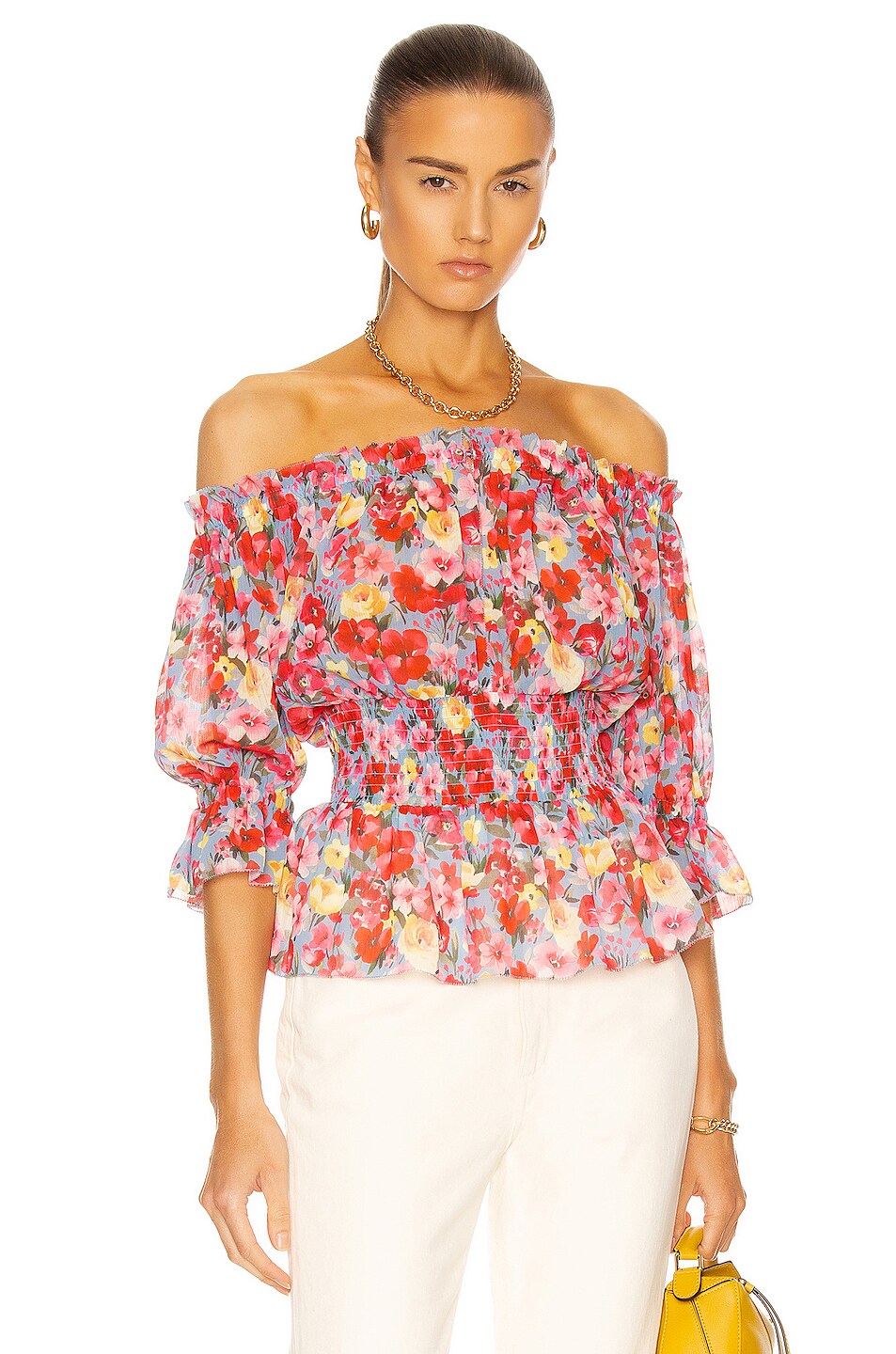 Image 1 of L'AGENCE Aubriella Top in Periwinkle & Red Bouquet
