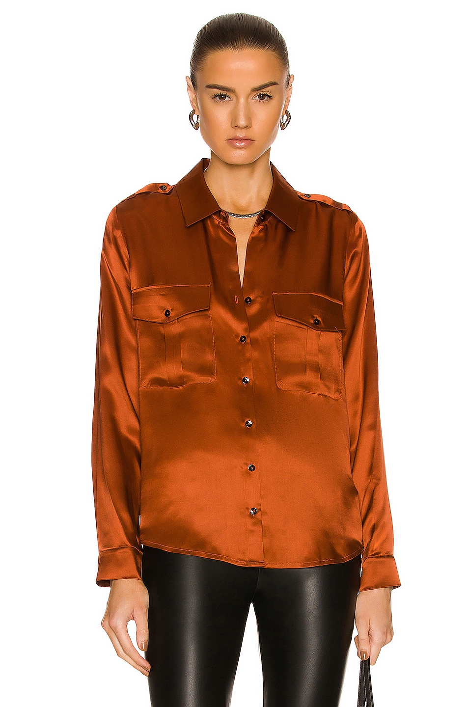 Image 1 of L'AGENCE Sierra Collared Blouse in Spice
