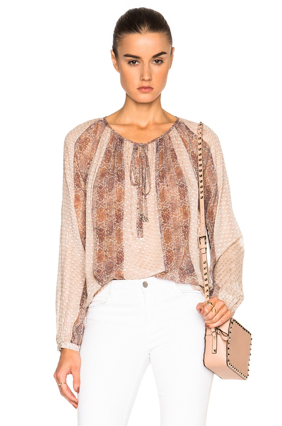 Image 1 of L'AGENCE Pearl Top in Rust Multi & Sandstone