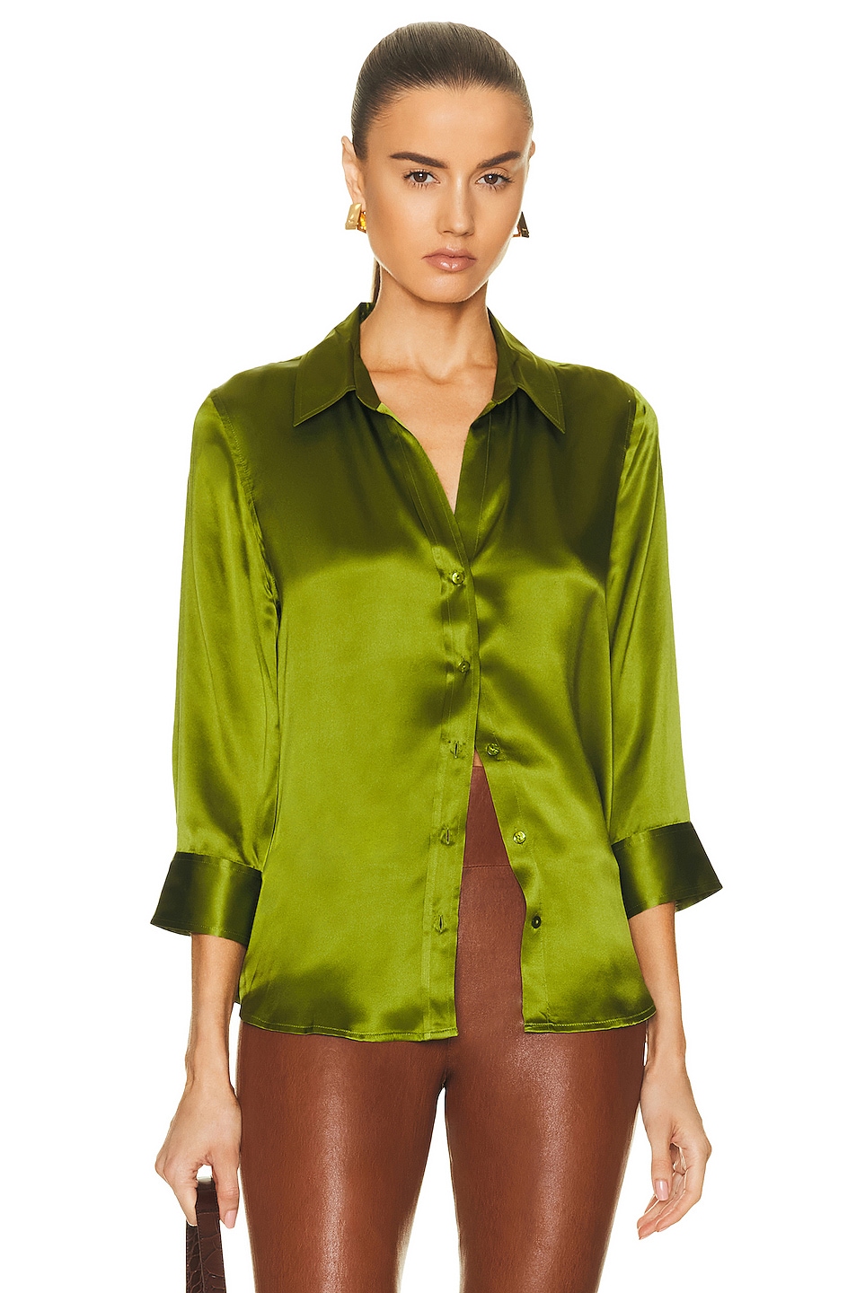 Image 1 of L'AGENCE Dani 3/4 Sleeve Blouse in English Ivy