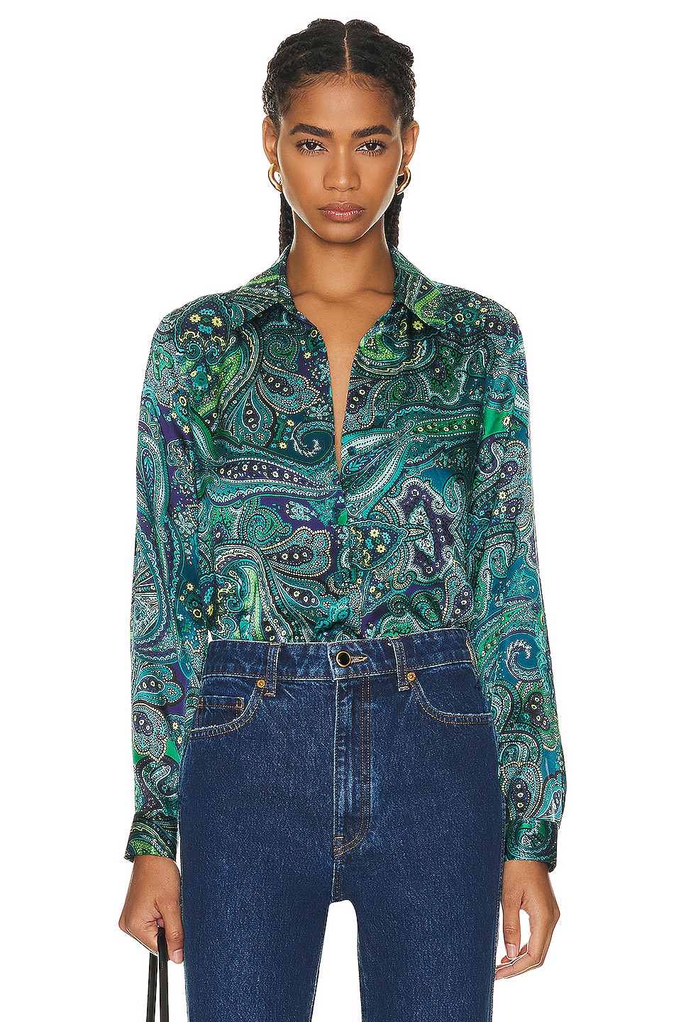Image 1 of L'AGENCE Tyler Long Sleeve Shirt in Lagoon