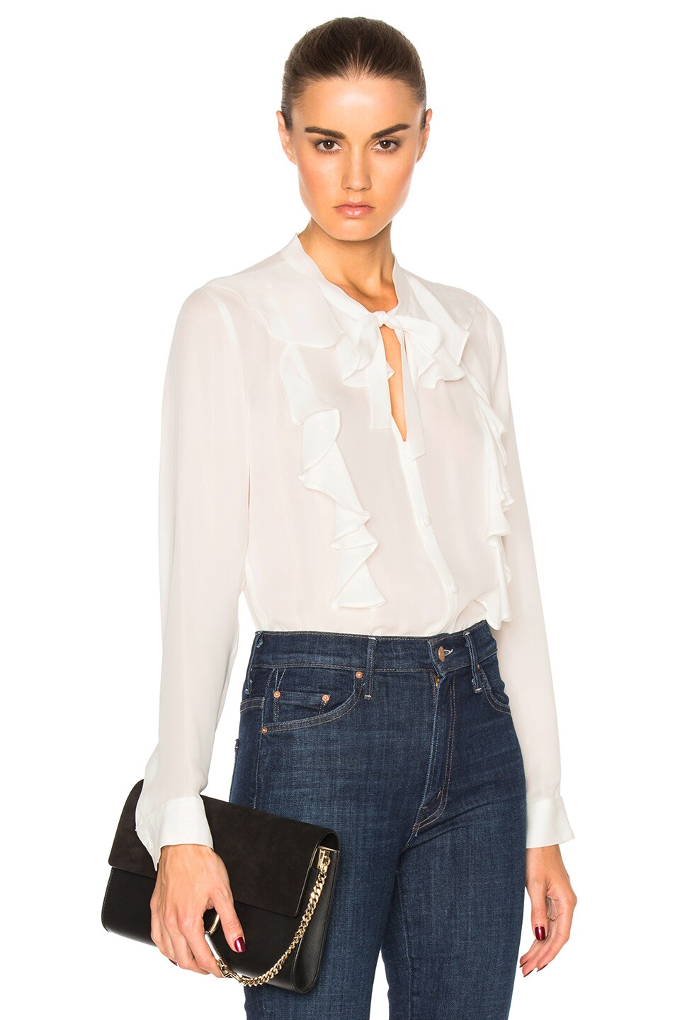 Image 1 of L'AGENCE Valentina Ruffle Blouse in Ivory