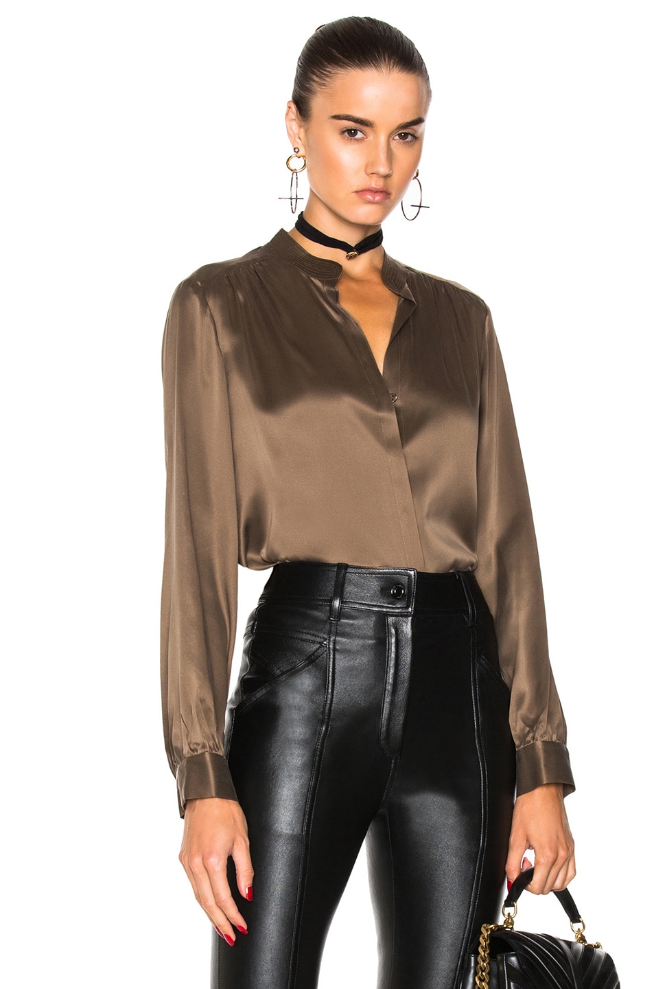 Image 1 of L'AGENCE Bianca Blouse in Pine Bark