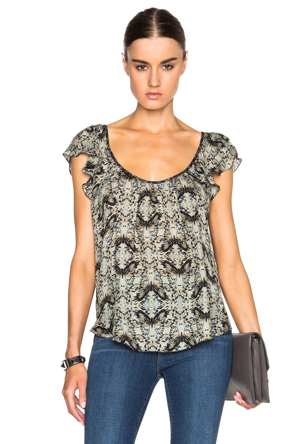 Image 1 of L'AGENCE Larice Top in Navy & Taupe