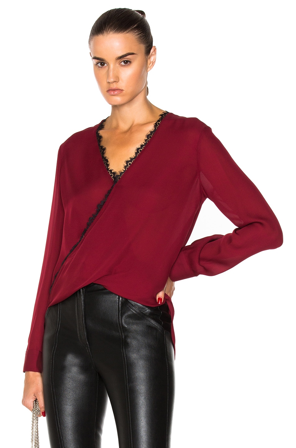 Image 1 of L'AGENCE Rosario Blouse in Rhubarb & Black