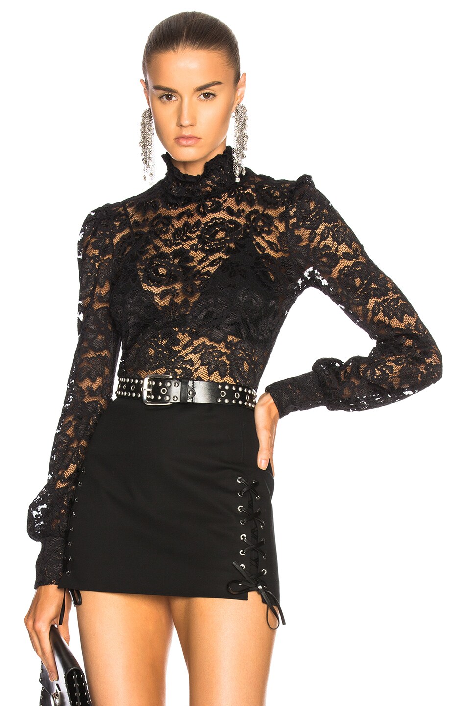 Image 1 of L'AGENCE Samara Lace Top in Black