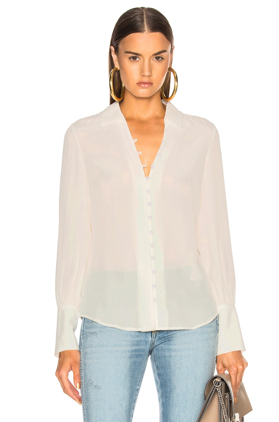 Image 1 of L'AGENCE Naomi Button Loop Blouse in Ivory