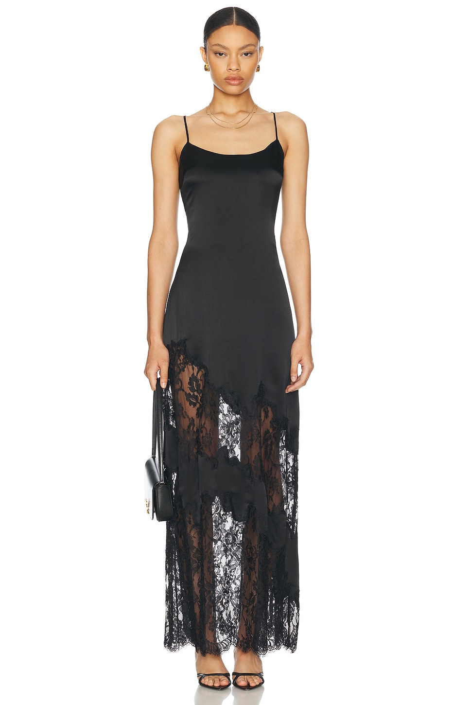 Shop L Agence Silvana Lace Gown In Black