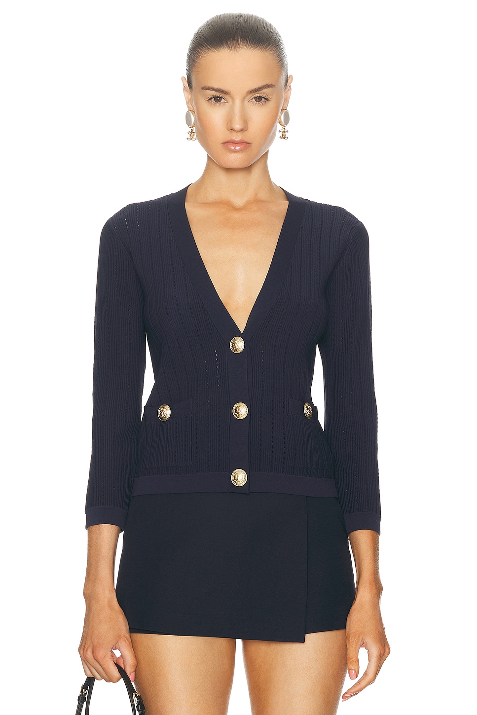 Irvin Pointle Cropped Cardi in Navy