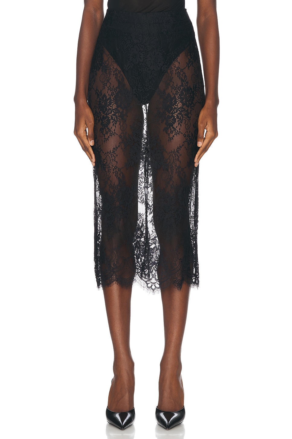 Image 1 of L'AGENCE Makena Lace Pencil Skirt in Black