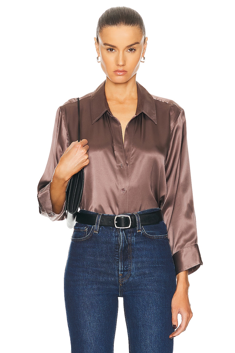 Image 1 of L'AGENCE Dani Sleeve Blouse in Deep Taupe