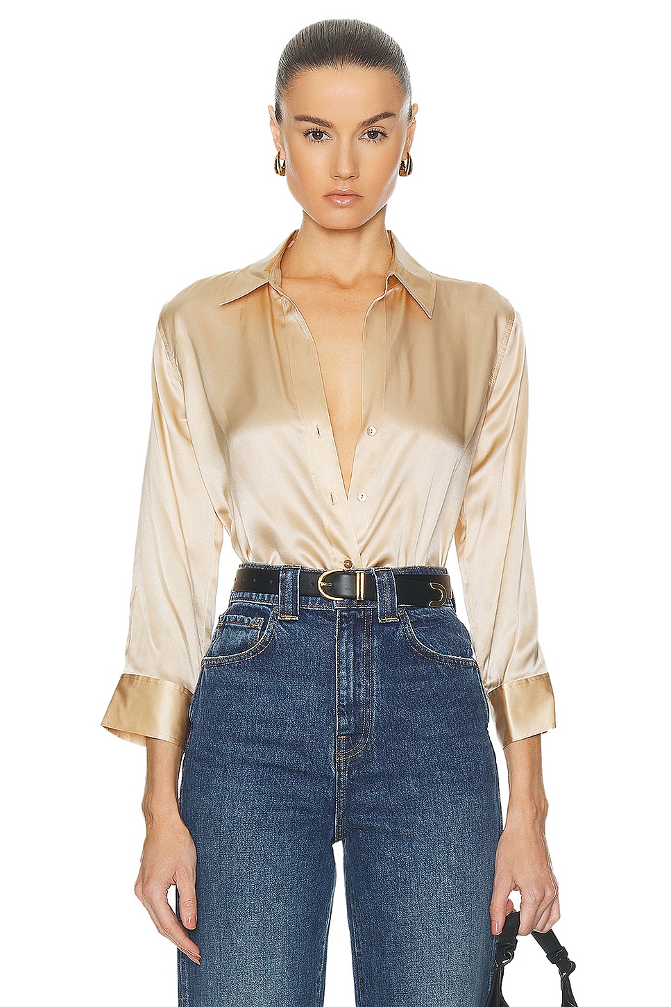 Image 1 of L'AGENCE Dani 3/4 Sleeve Blouse in Toasted Almond