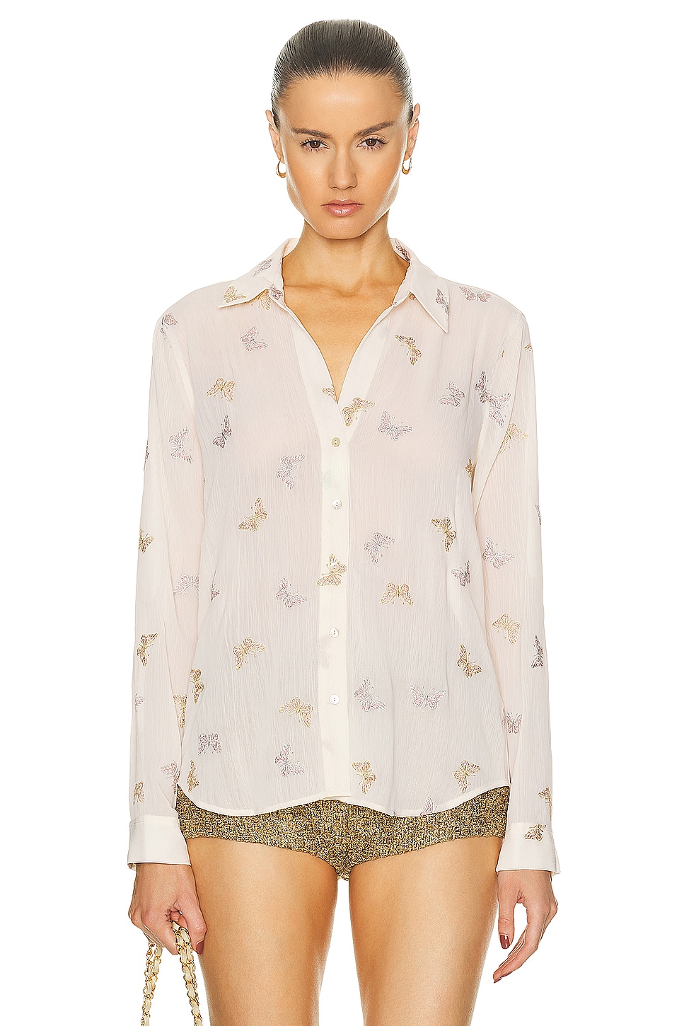 Image 1 of L'AGENCE Laurent Blouse in Ecru Multi Butterfly