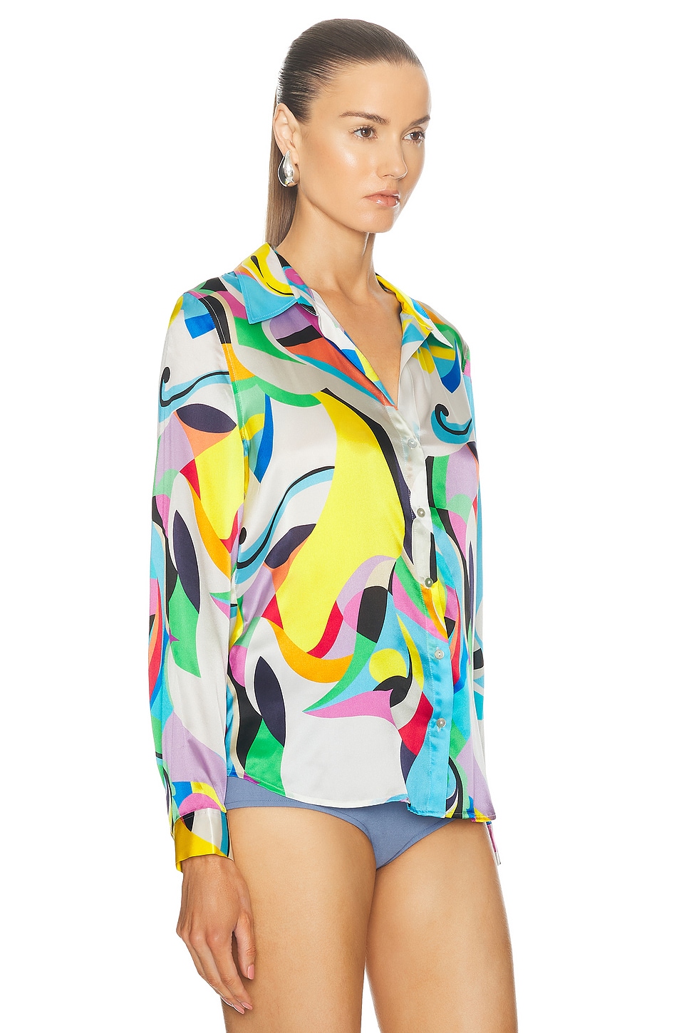 Shop L Agence Tyler Longsleeve Blouse In Multi Kaleidoscope