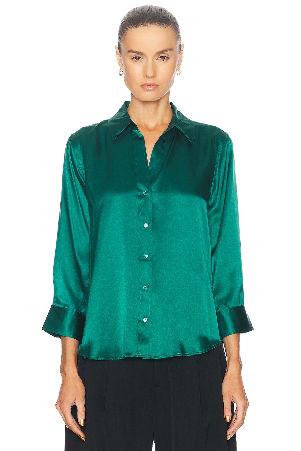 Image 1 of L'AGENCE Dani 3/4 Sleeve Blouse in Ocean Teal