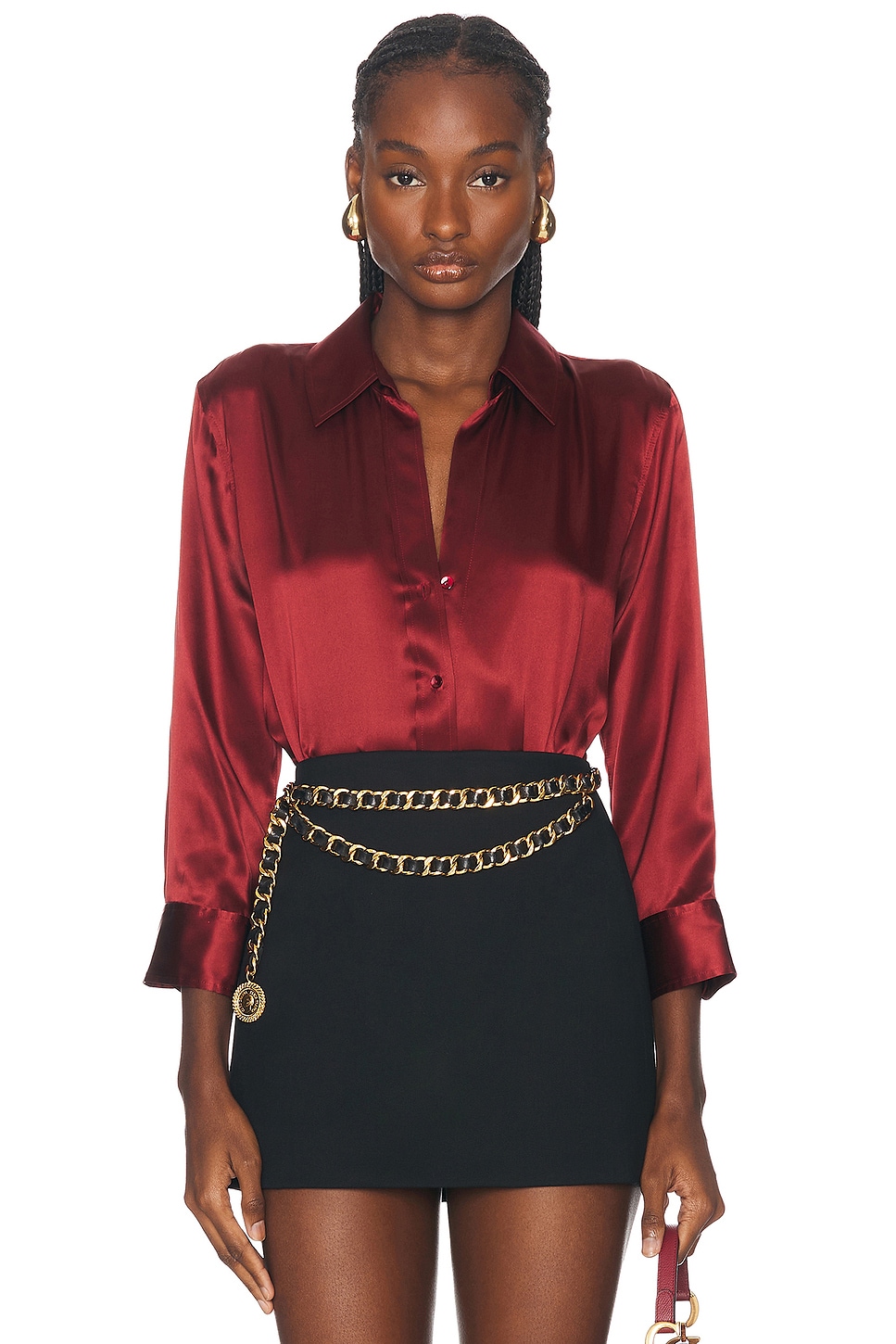 Shop L Agence Dani 3/4 Sleeve Blouse In Syrah