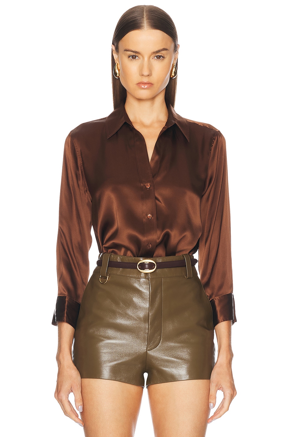 Image 1 of L'AGENCE Dani 3/4 Sleeve Blouse in Hot Fudge