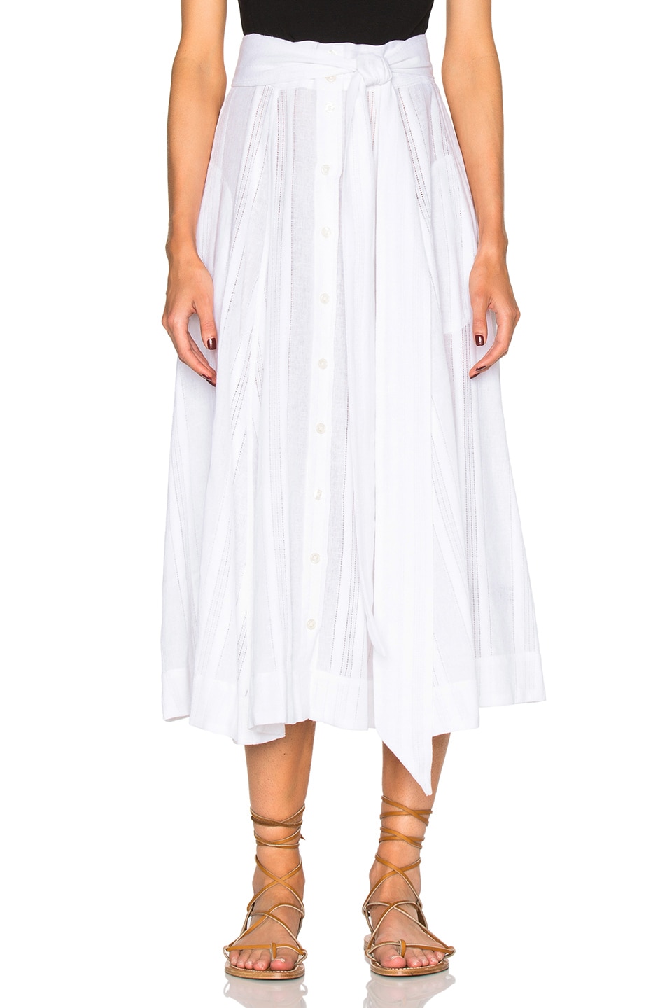 Image 1 of Lisa Marie Fernandez Beach Skirt in White Stripe