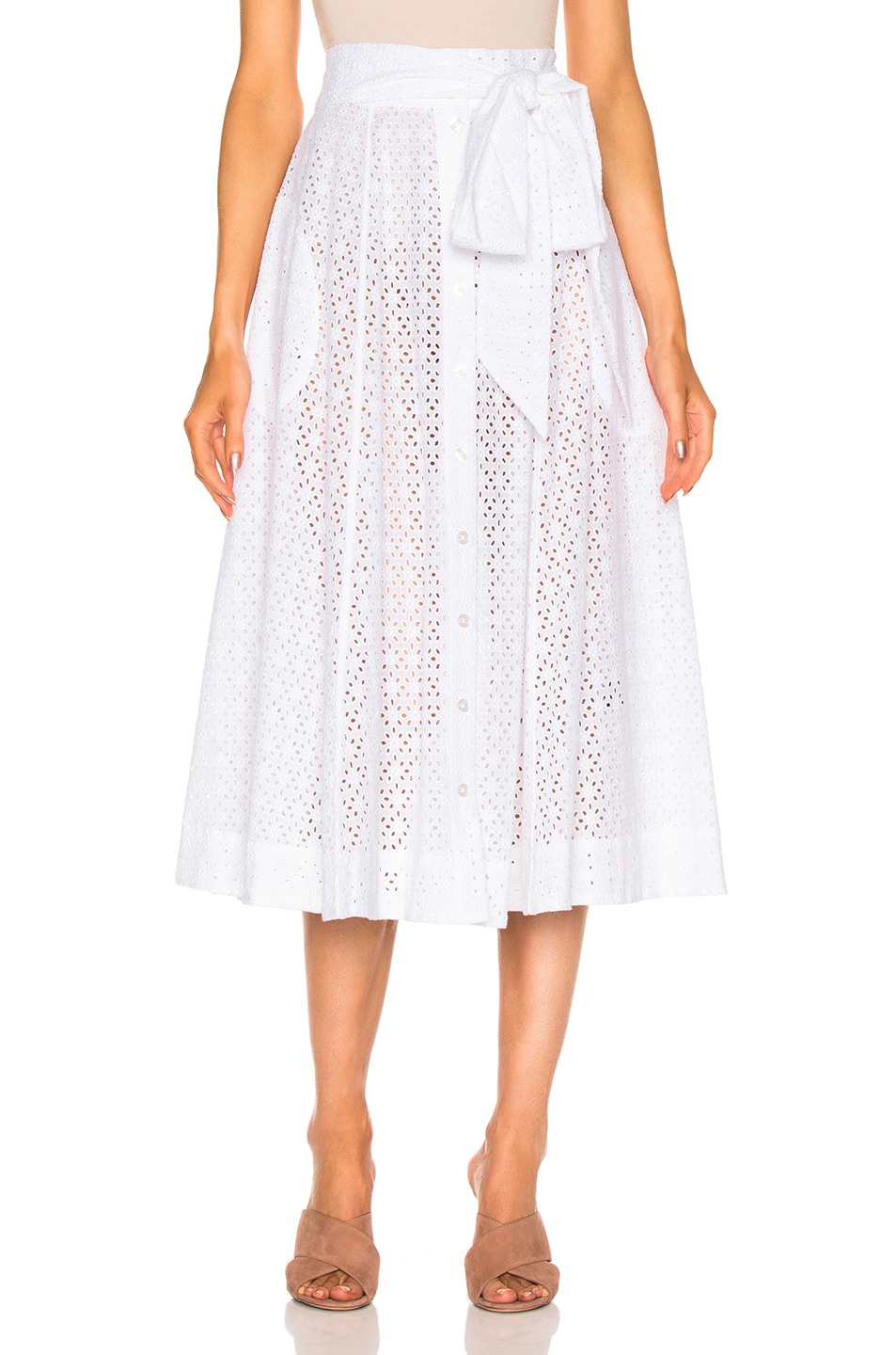 Image 1 of Lisa Marie Fernandez Beach Skirt in White Eyelet