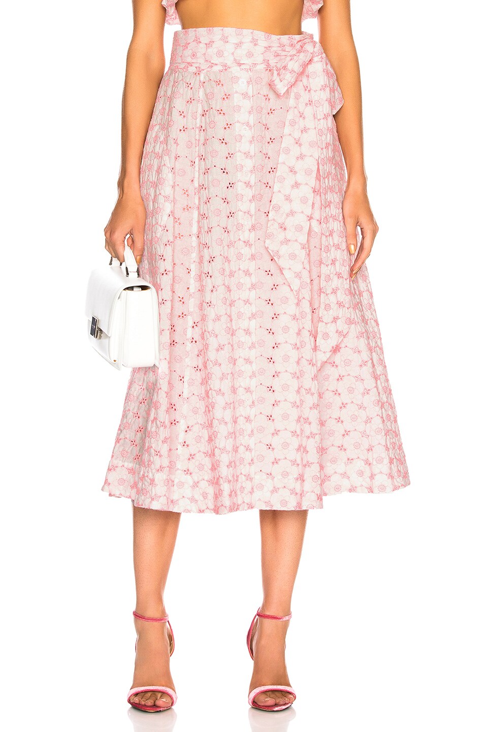 Image 1 of Lisa Marie Fernandez Beach Skirt in Pink & White