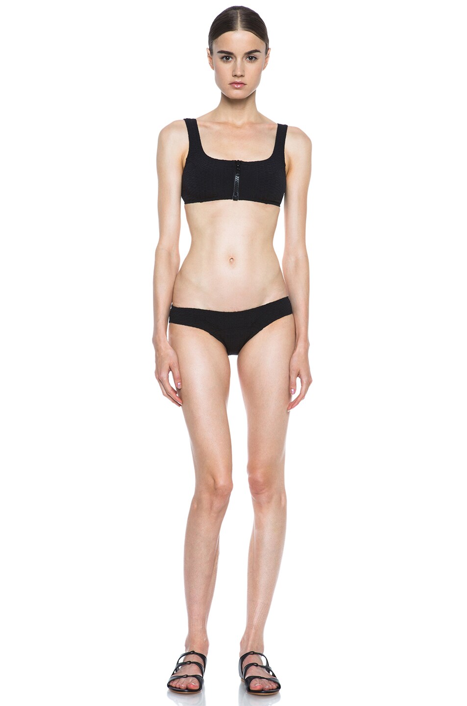 Image 1 of Lisa Marie Fernandez Jasmine Nylon-Blend Bikini in Black Pucker