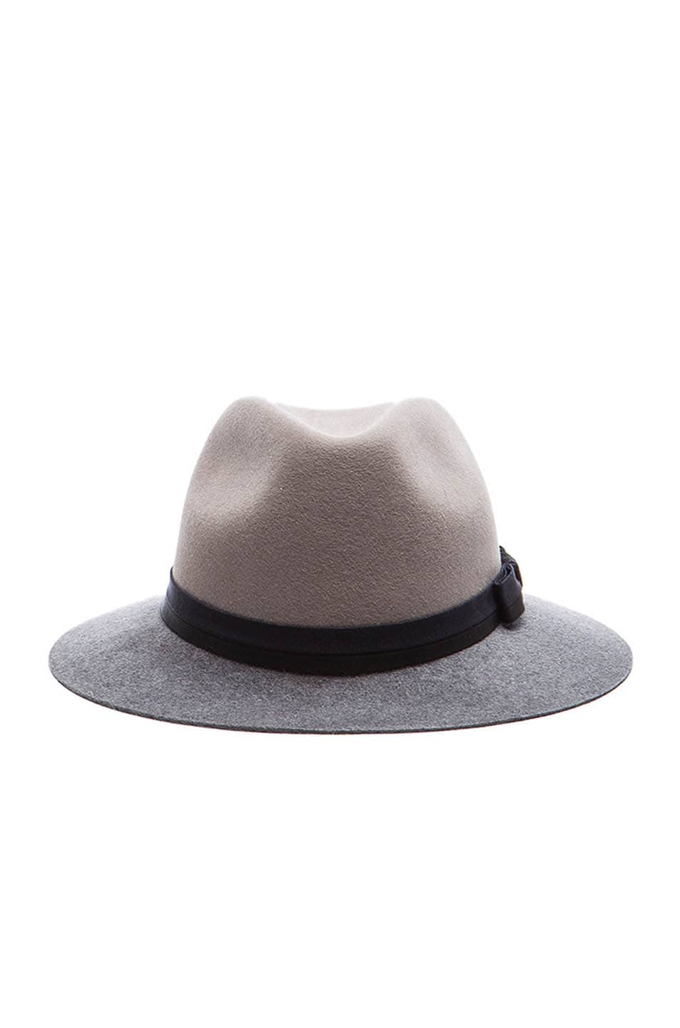 Image 1 of Lanvin Double Ribbon Felt Bicolor Hat in Taupe & Grey