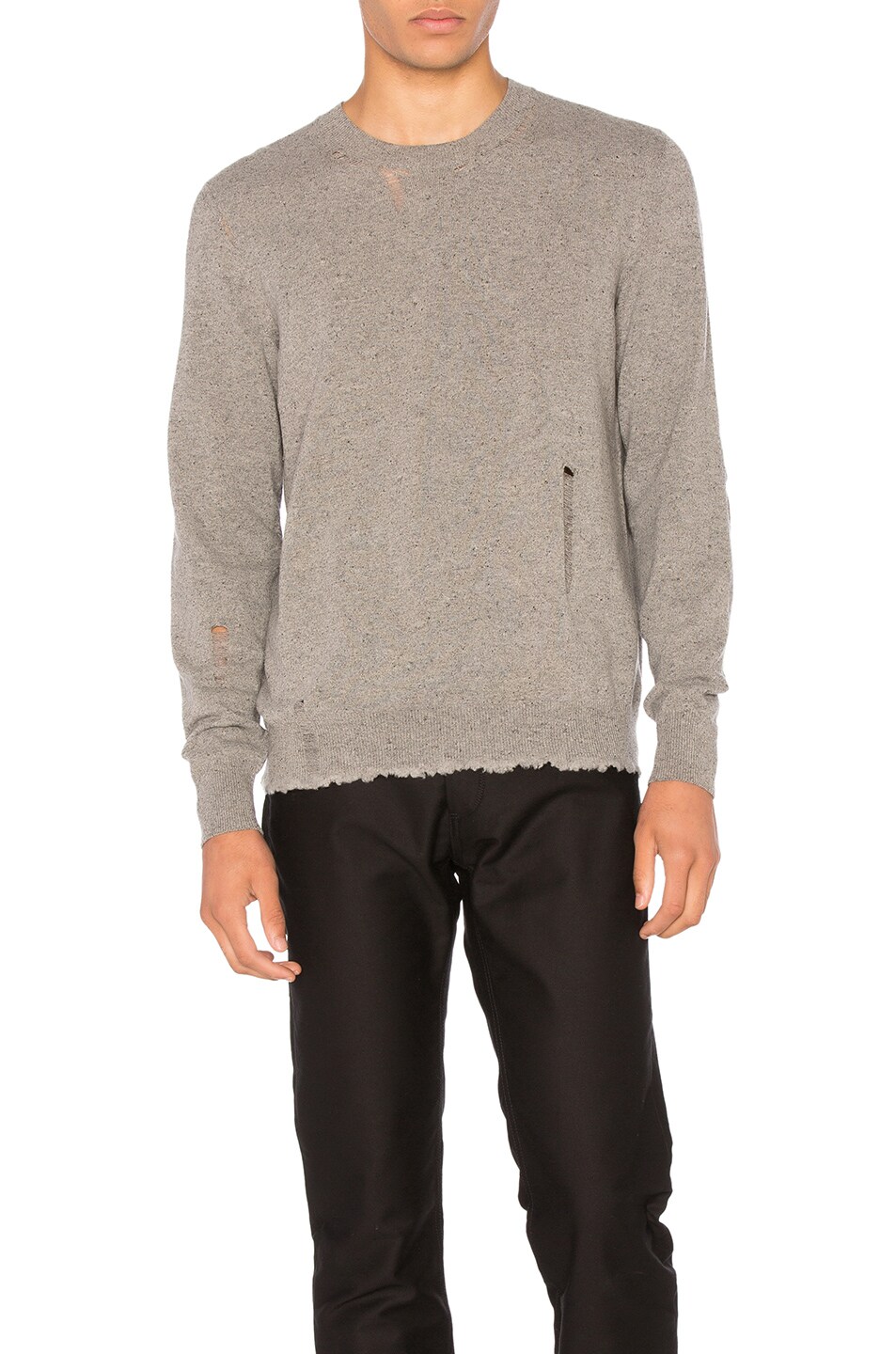 Image 1 of Lanvin Open Stitch Crewneck Sweater in Grey