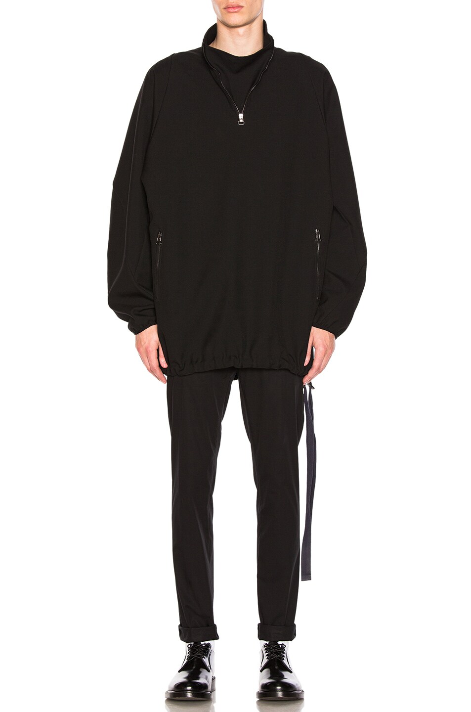 Image 1 of Lanvin Techno Twill Wool Sweater in Black