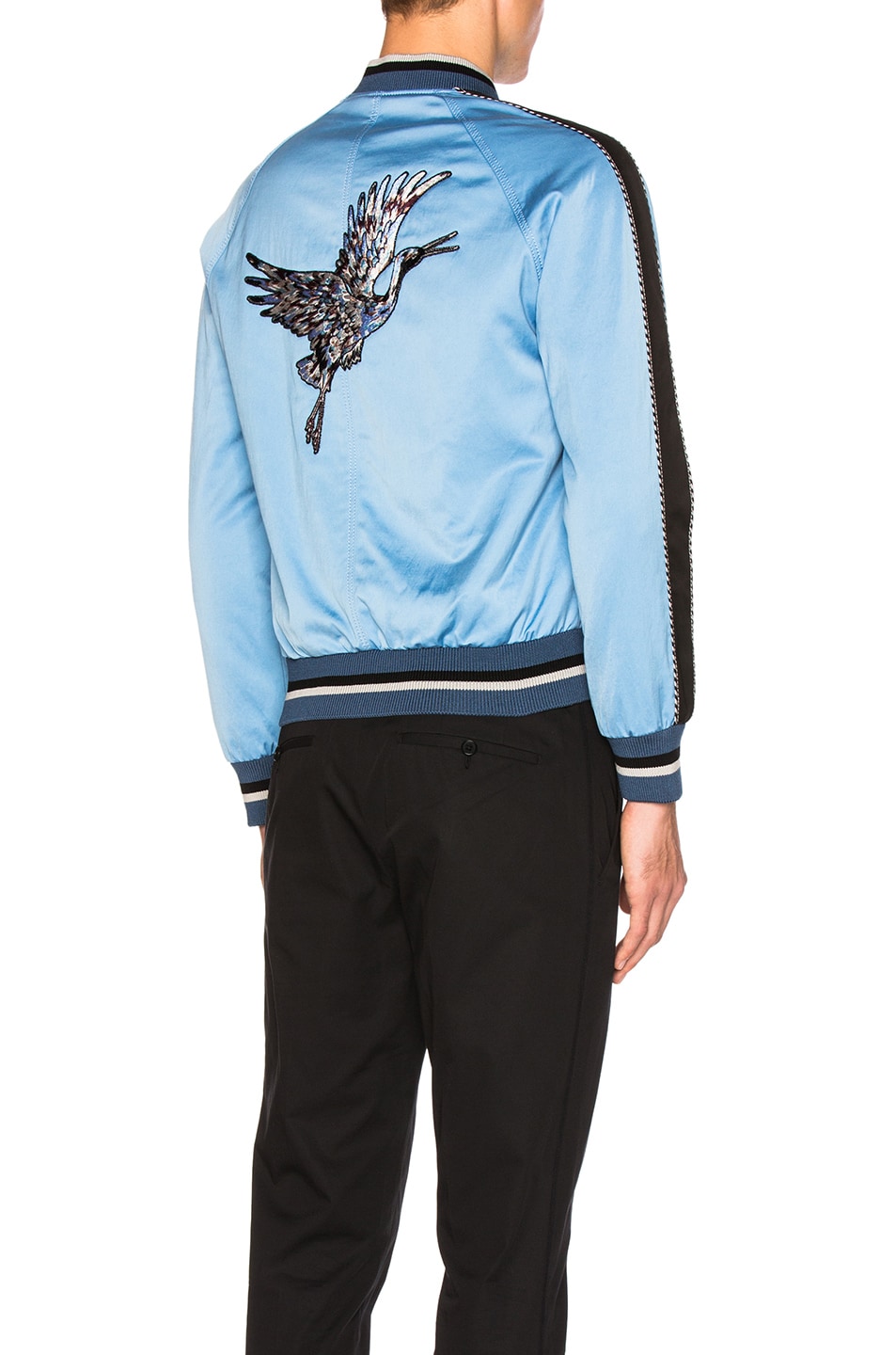 Image 1 of Lanvin Embroidered Patches Baseball Jacket in Sky Blue