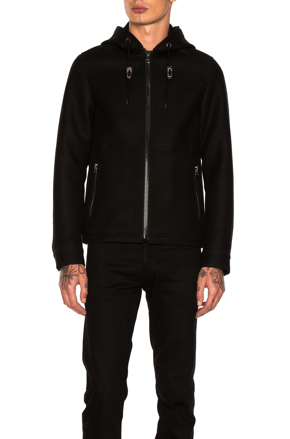 Image 1 of Lanvin Wool Zip Up Jacket in Black