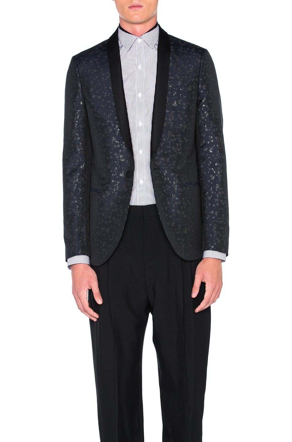 Image 1 of Lanvin Slim Fit Shawl Collar Jacket in Navy Blue