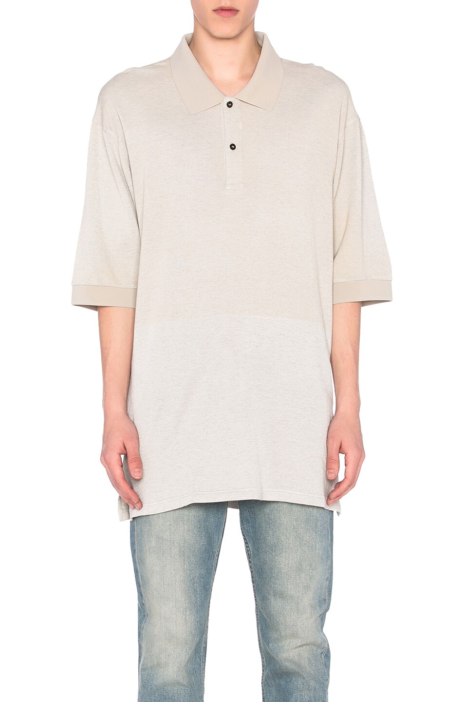 Image 1 of Lanvin Washed Fluid Fleece Polo in Light Grey