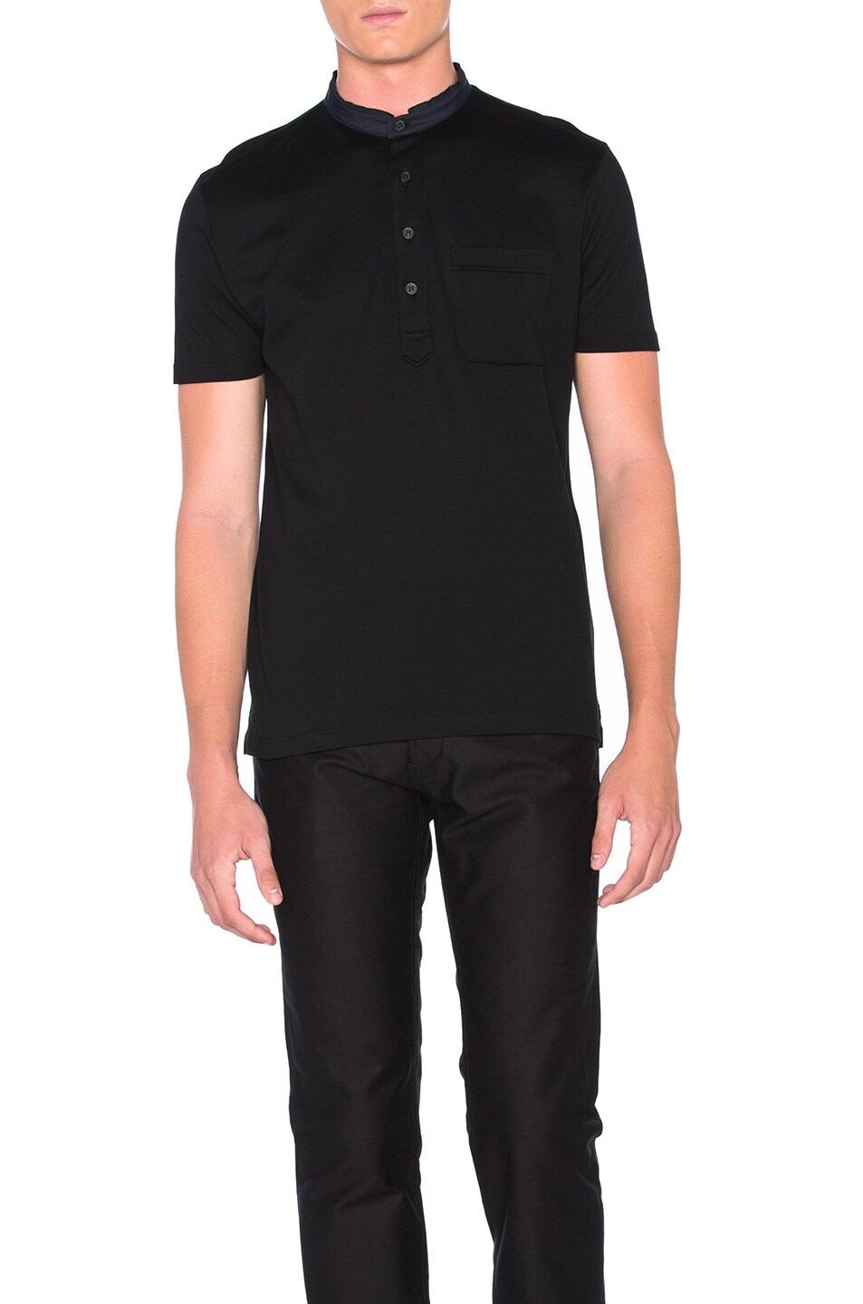 Image 1 of Lanvin Cut Shirt Collar Polo in Black