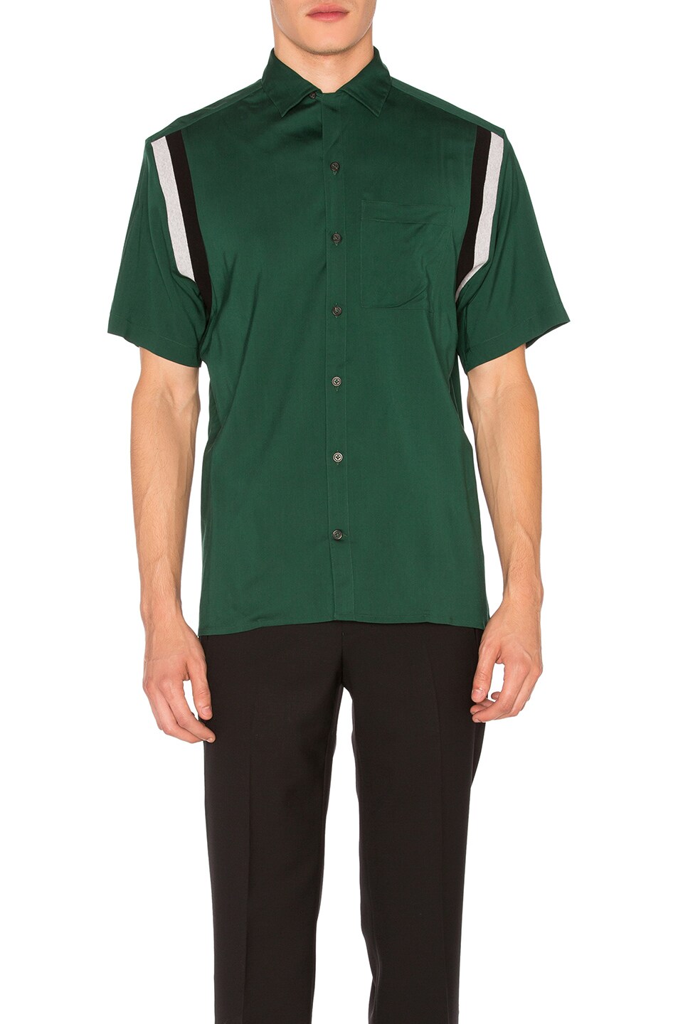 Image 1 of Lanvin Open Collar Short Sleeve Shirt in Green