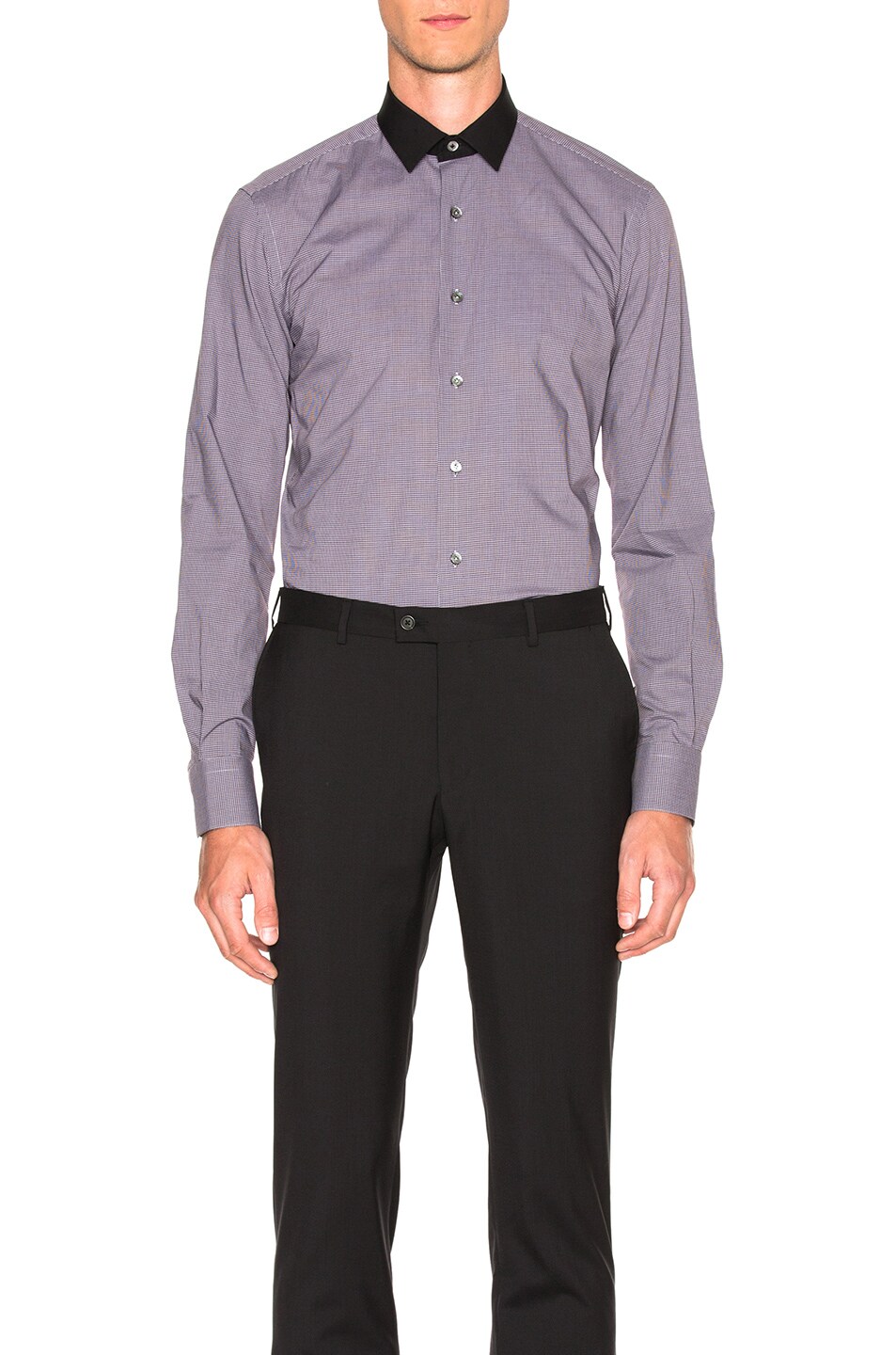 Image 1 of Lanvin Contrast Collar Shirt in Burgundy & Grey