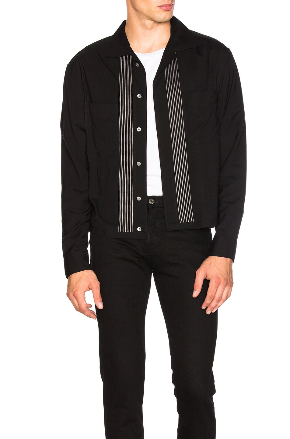 Image 1 of Lanvin Embroidered Jacket Shirt in Black